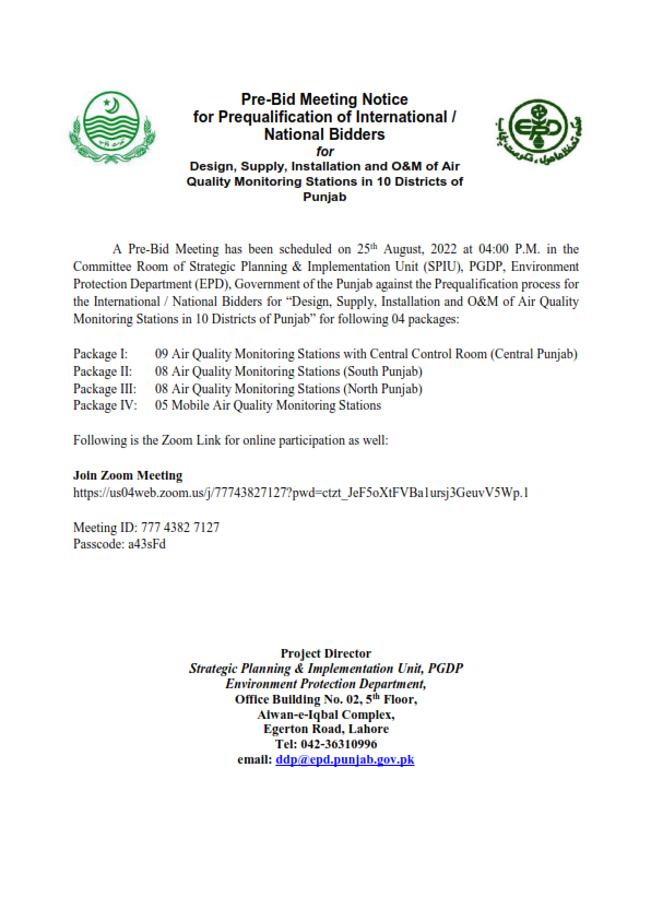 Pre-Bid meeting for AQMS 25 Aug 2022